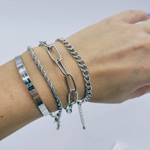 5 for $25 4 Piece Silver Color Bracelet Set